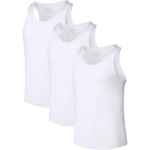 COLORFULLEAF Mens Bamboo Blend Tank Tops 3 Pack White Size S